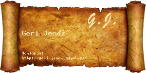 Geri Jenő névjegykártya